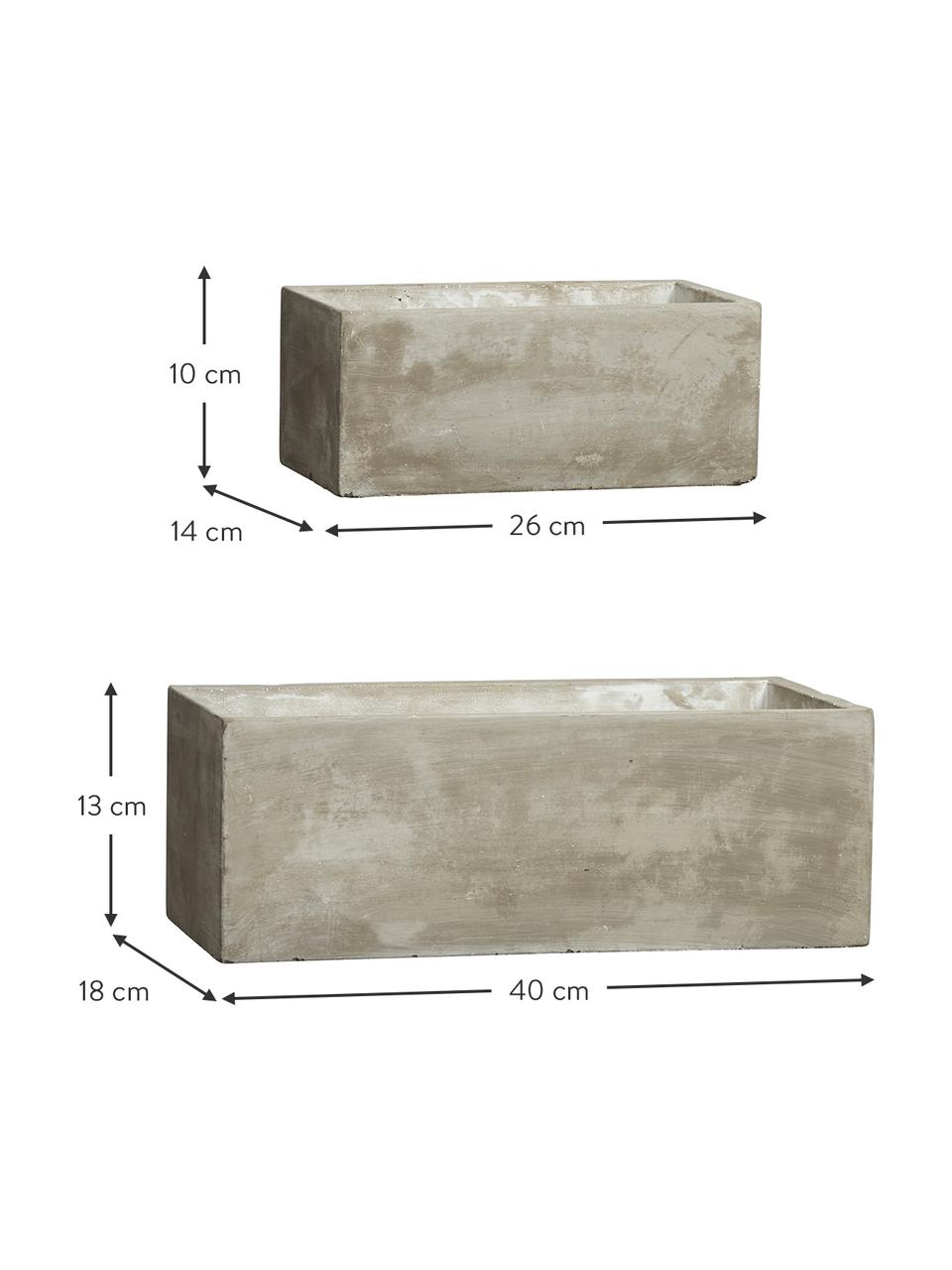 Großes rechteckiges Übertopf-Set Siri, 2-tlg., Beton, Grau, Set mit verschiedenen Größen