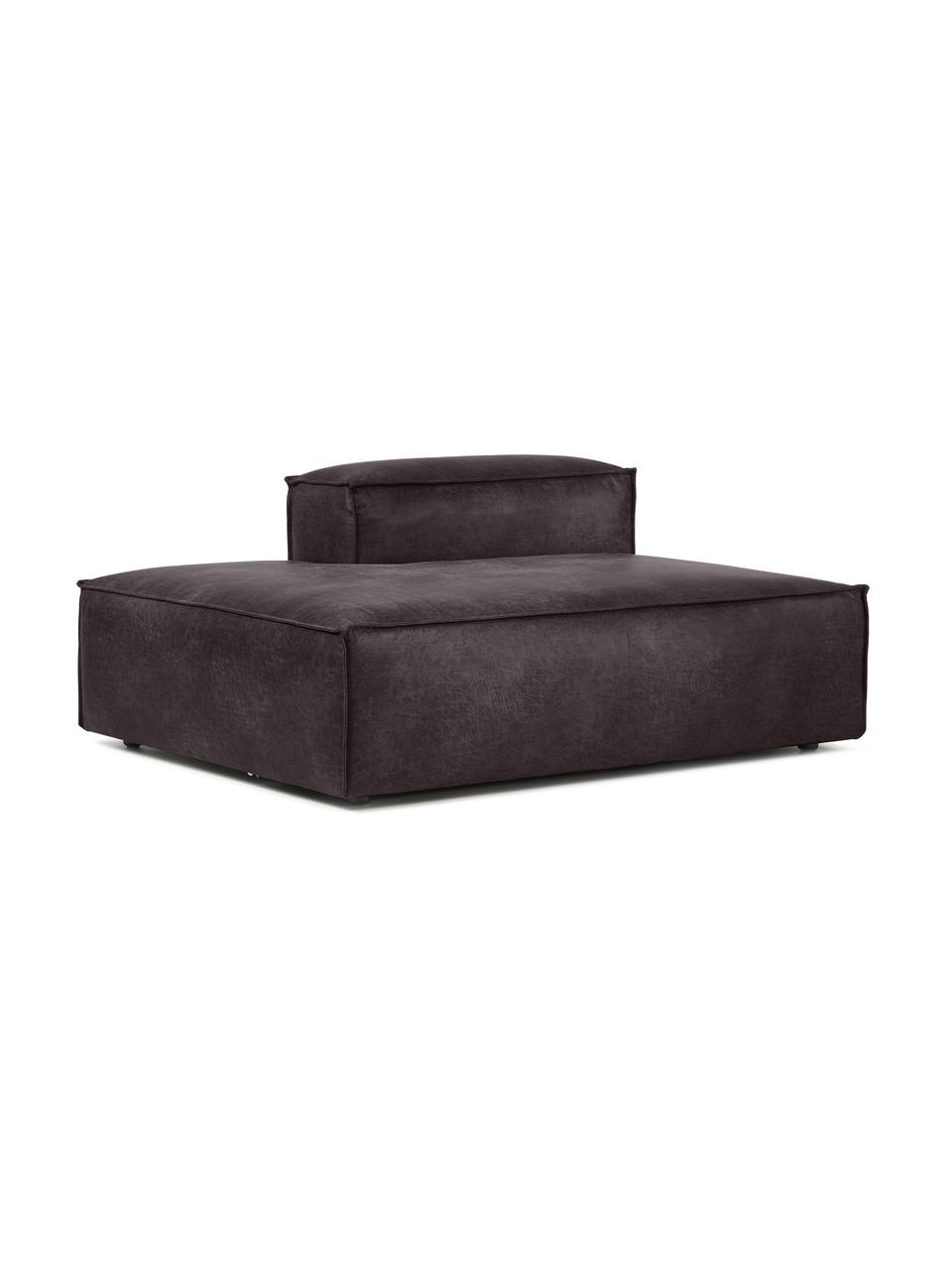 Diván modular de cuero reciclado Lennon, Tapizado: cuero reciclado (70% cuer, Estructura: madera maciza, madera con, Patas: plástico, Cuero marrón grisaceo, An 150 x Al 68 cm, respaldo derecho