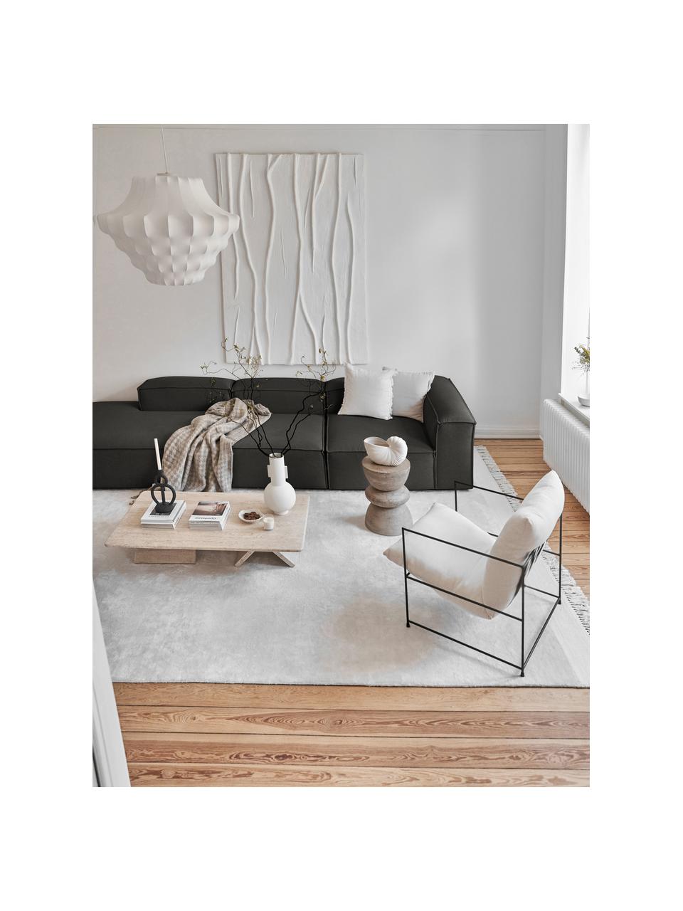 Modulo-Chaise longue in pelle riciclata Lennon, Rivestimento: pelle riciclata (70 % pel, Rivestimento: imbottitura in schiuma co, Pelle grigio marrone, Larg. 150 x Alt. 68 cm, schienale a destra