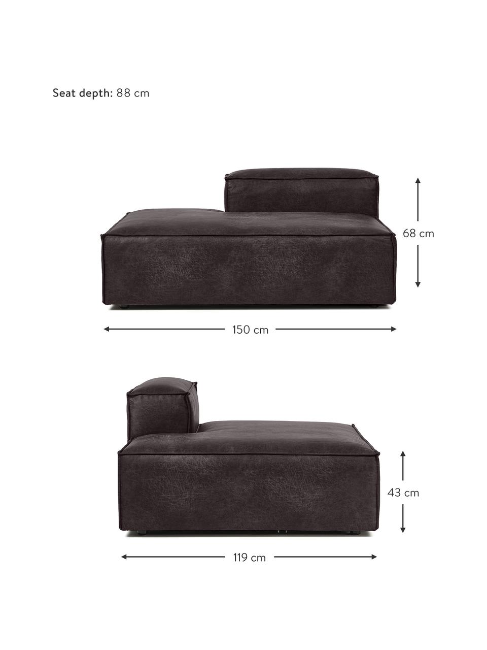 Modul šezlong z recyklovanej kože Lennon, Koža hnedosivá, Š 150 x V 68 cm, s operadlom napravo