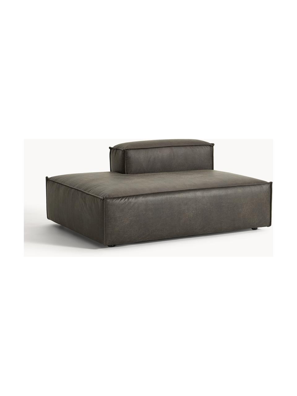 Diván modular de cuero reciclado Lennon, Tapizado: cuero reciclado (70% cuer, Estructura: madera maciza, madera con, Patas: plástico Este producto es, Cuero gris pardo, An 150 x F 119 cm, respaldo derecho