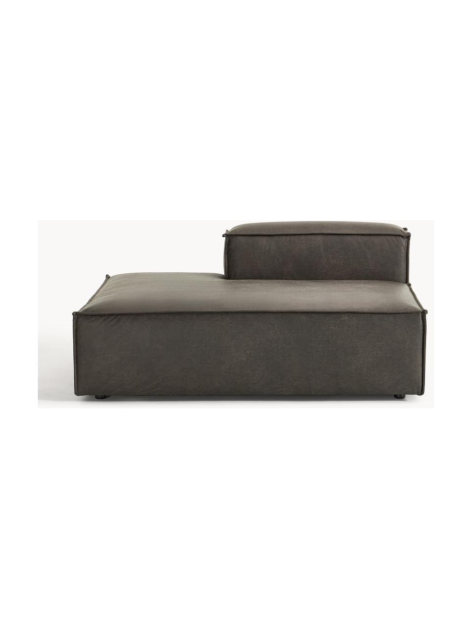 Diván modular de cuero reciclado Lennon, Tapizado: cuero reciclado (70% cuer, Estructura: madera maciza, madera con, Patas: plástico Este producto es, Cuero gris pardo, An 150 x F 119 cm, respaldo derecho