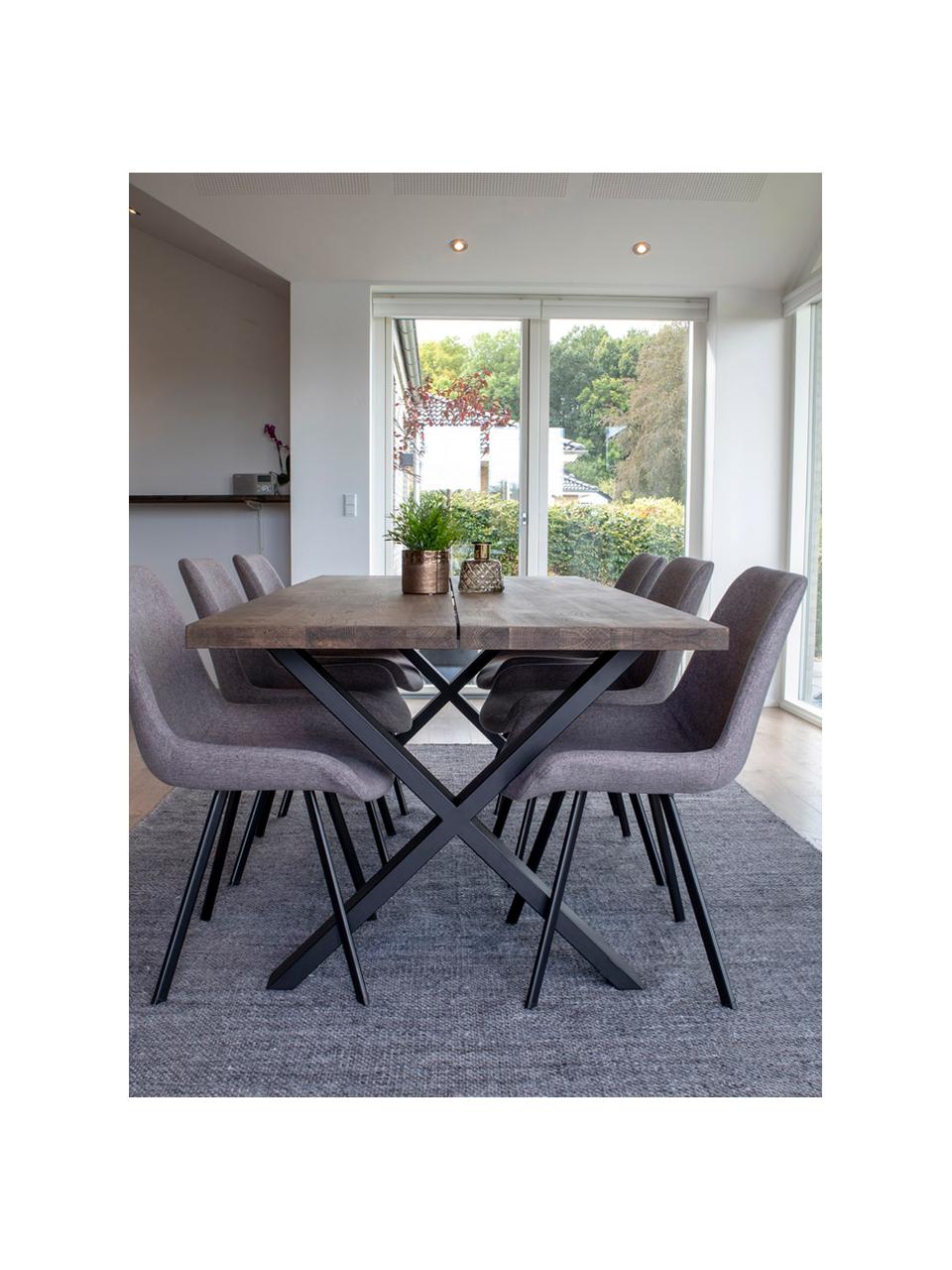 Mesa de comedor de madera maciza Montpellier, 200 x 95 cm, Tablero: madera de roble maciza ac, Estructura: metal con pintura en polv, Madera de roble aceitada, An 200 x F 95 cm