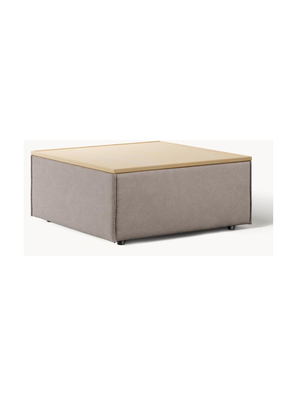 Sofa-Hocker Lennon mit Stauraum, Bezug: 100 % Polyester Der strap, Tablett: Eichenholz, Spannplatte m, Gestell: Spanplatte, mitteldichte , Webstoff Taupe, helles Eichenholz, B 88 x T 88 cm