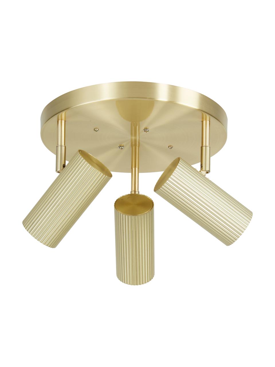 Faretti da soffitto color ottone Hubble, Paralume: metallo rivestito, Struttura: metallo rivestito, Baldacchino: metallo rivestito, Ottonato spazzolato, Ø 25 x Alt. 16 cm