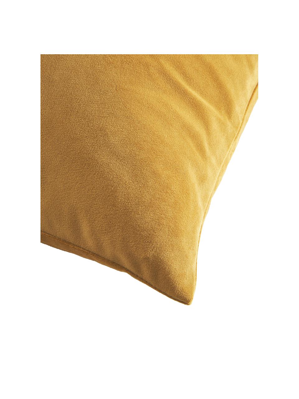 Federa arredo in velluto Rysh 2 pz, 100% poliestere (riciclato), Giallo ocra, Larg. 45 x Lung. 45 cm