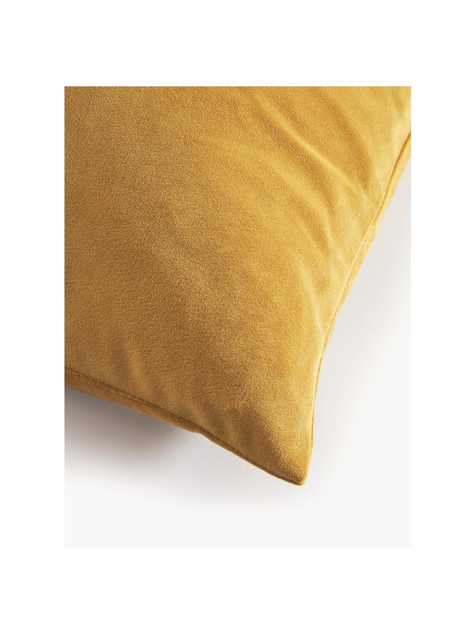 Housse de coussin 45x45 velours Rush, 2 pièces, 100 % polyester ( recyclé ), Jaune moutarde, larg. 45 x long. 45 cm