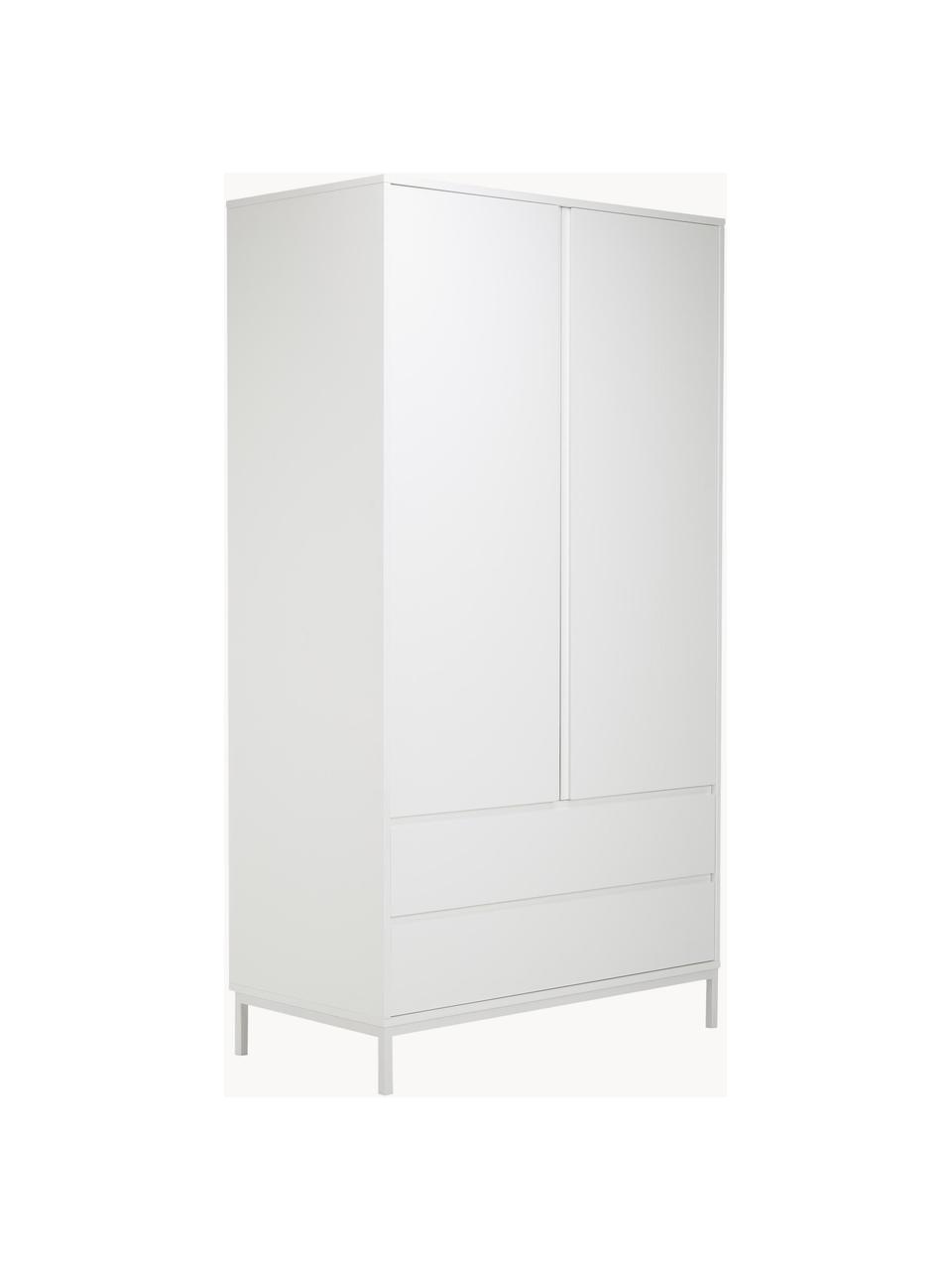 Armario Ikaro, 2 puertas, Estructura: tablero de fibras de dens, Estantes: aglomerado revestido de m, Patas: metal con pintura en polv, Blanco, An 110 x Al 200 cm