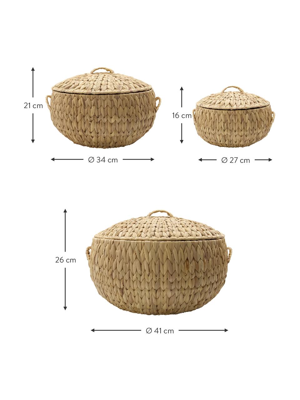 Corbeilles de rangement Rata, 3 élém., Brun, Lot de différentes tailles