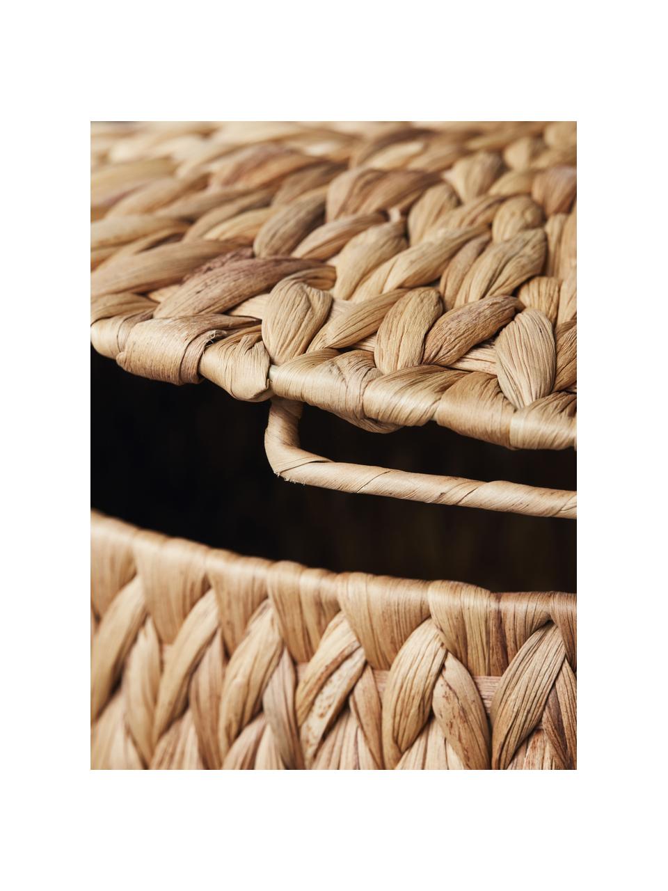 Set de cestas Rata, 3 uds., Cesta: jacintos de agua, Estructura: alambre de acero, Marrón, Set de diferentes tamaños