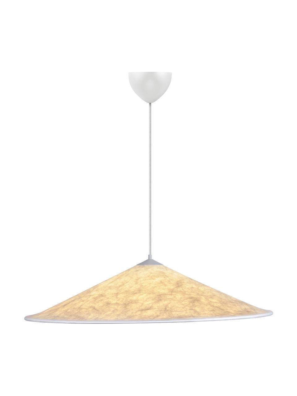 Lampada a sospensione grande Hill, Paralume: tessuto, Baldacchino: metallo rivestito, Color crema, Ø 85 x Alt. 22 cm