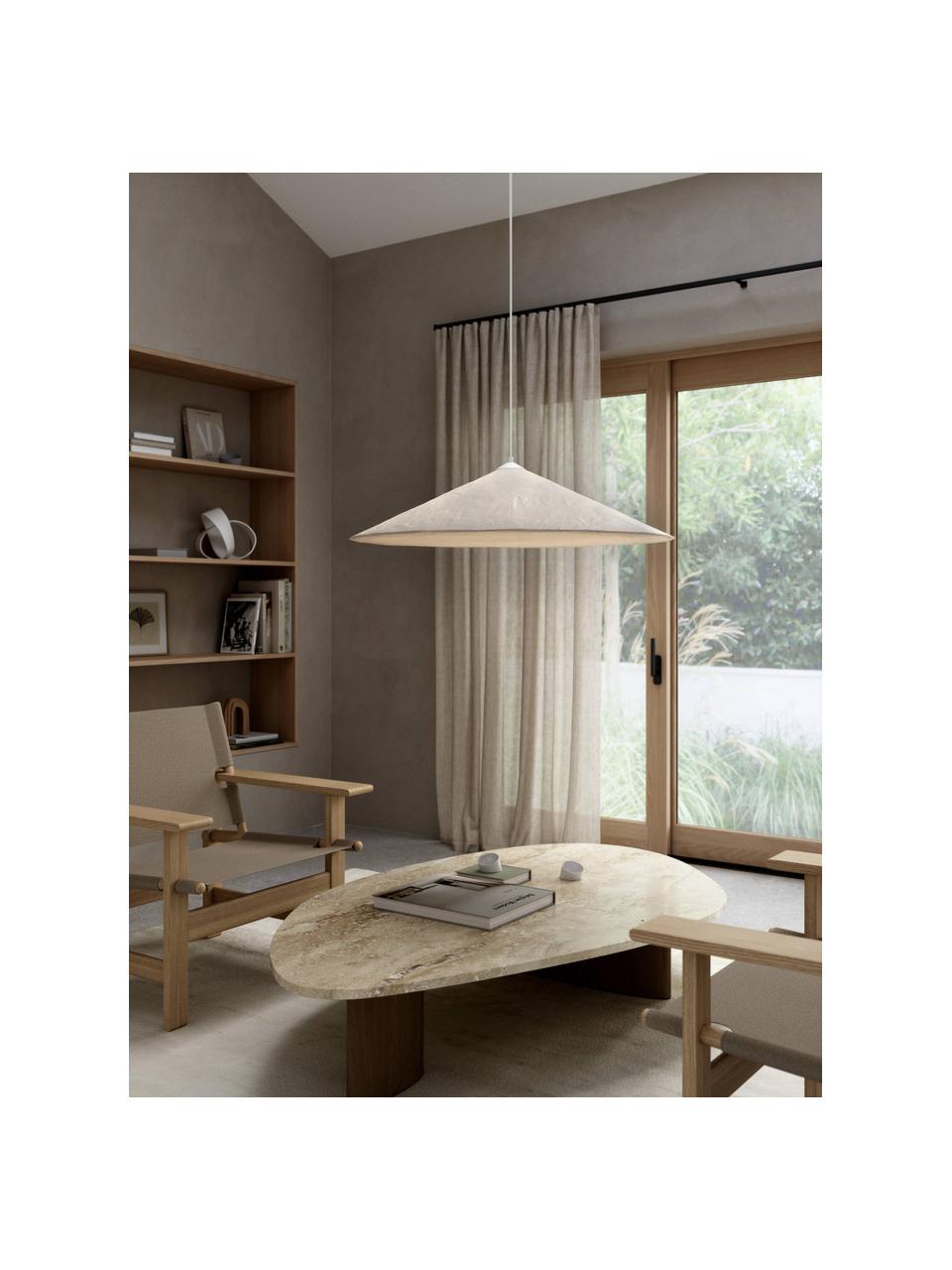 Lampada a sospensione grande Hill, Paralume: tessuto, Baldacchino: metallo rivestito, Bianco latte, grigio chiaro, Ø 85 x Alt. 22 cm