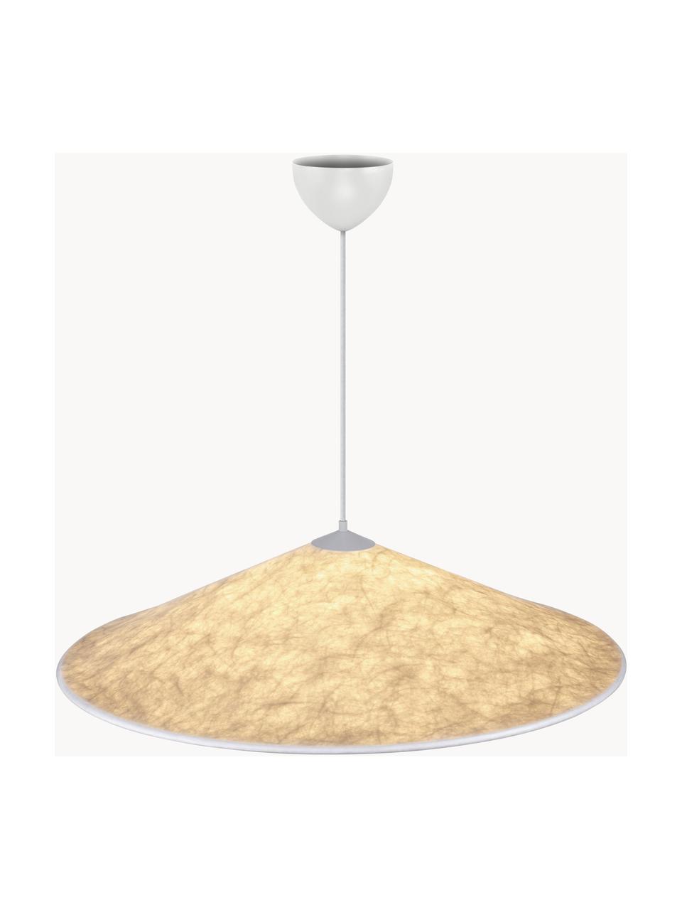 Lampada a sospensione grande Hill, Paralume: tessuto, Baldacchino: metallo rivestito, Bianco latte, grigio chiaro, Ø 85 x Alt. 22 cm