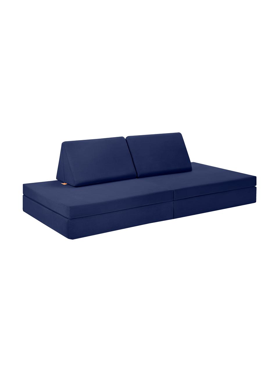 Ręcznie wykonana dziecięca sofa modułowa z aksamitu Mila, Tapicerka: aksamit (100% poliester), Ciemnoniebieski aksamit, S 168 x G 84 cm