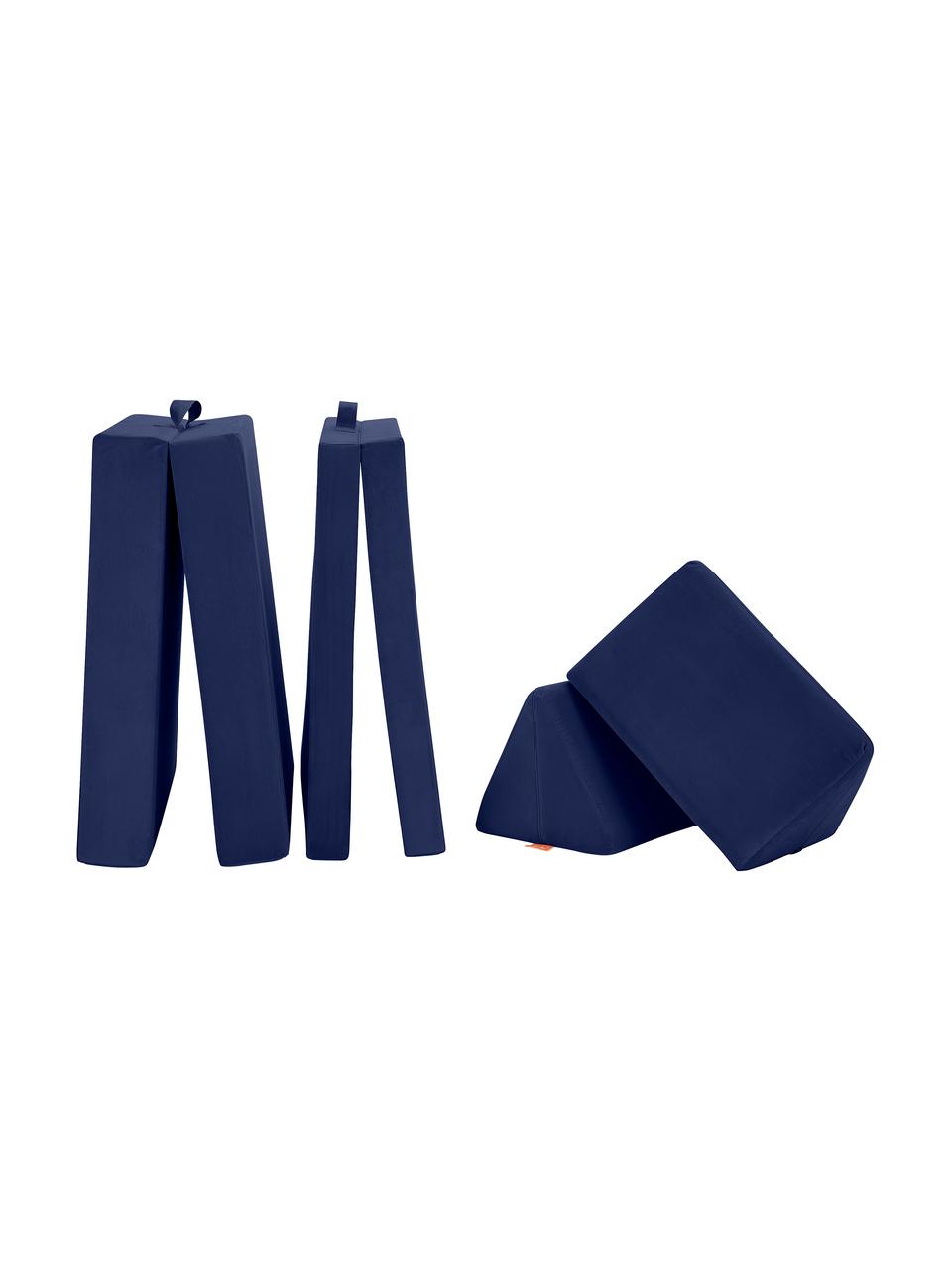 Modulaire kinderbank Mila van fluweel, handgemaakt, Bekleding: fluweel (100% polyester), Fluweel donkerblauw, B 168 x D 84 cm