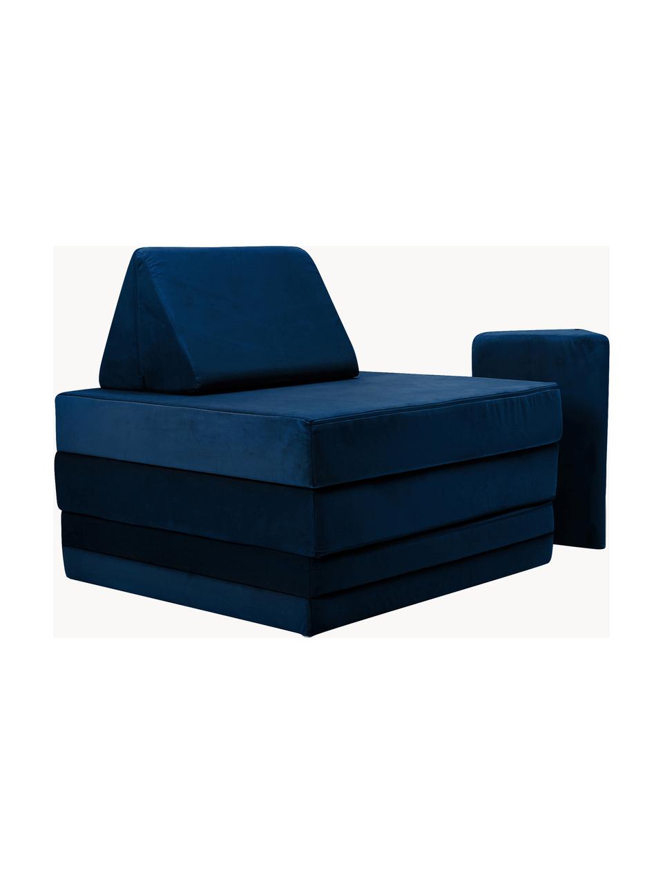 Ręcznie wykonana dziecięca sofa modułowa z aksamitu Mila, Tapicerka: aksamit (100% poliester), Ciemnoniebieski aksamit, S 168 x G 84 cm