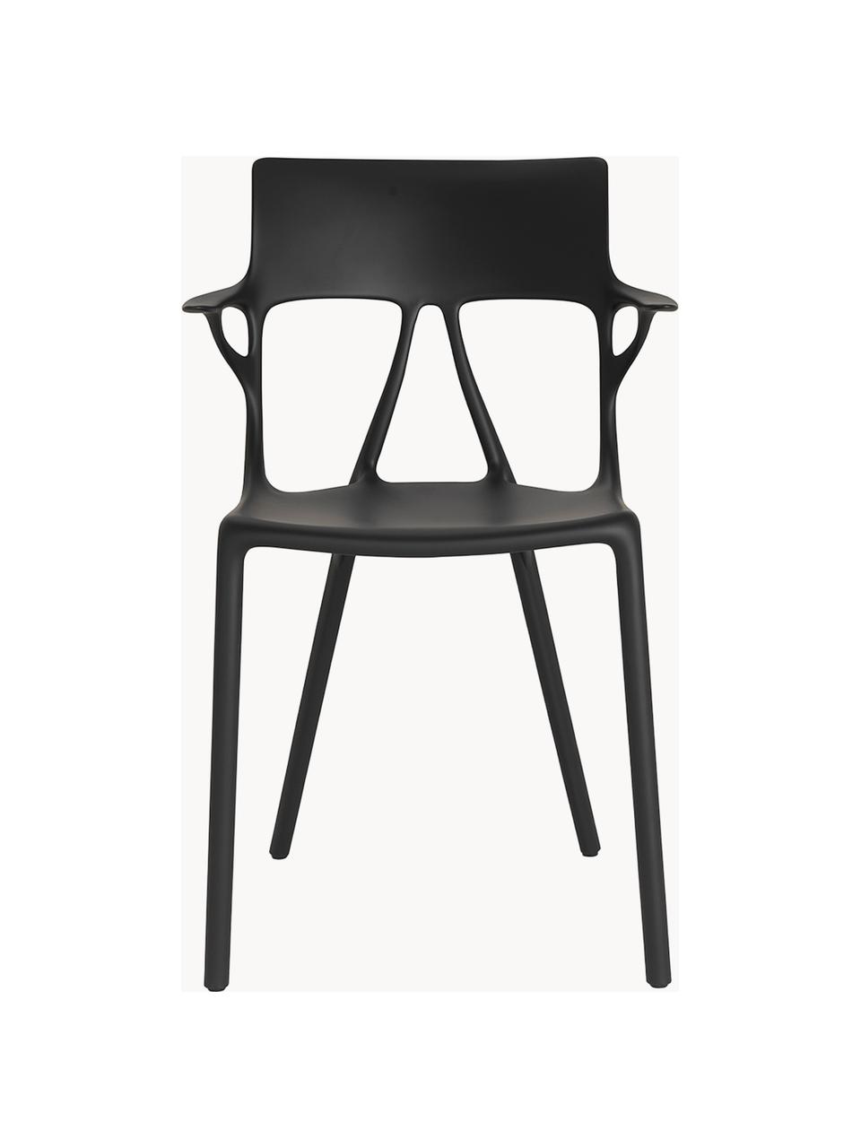 Chaises à accoudoirs en plastique A.I., 2 pièces, Plastique, Noir, larg. 54 x haut. 53 cm