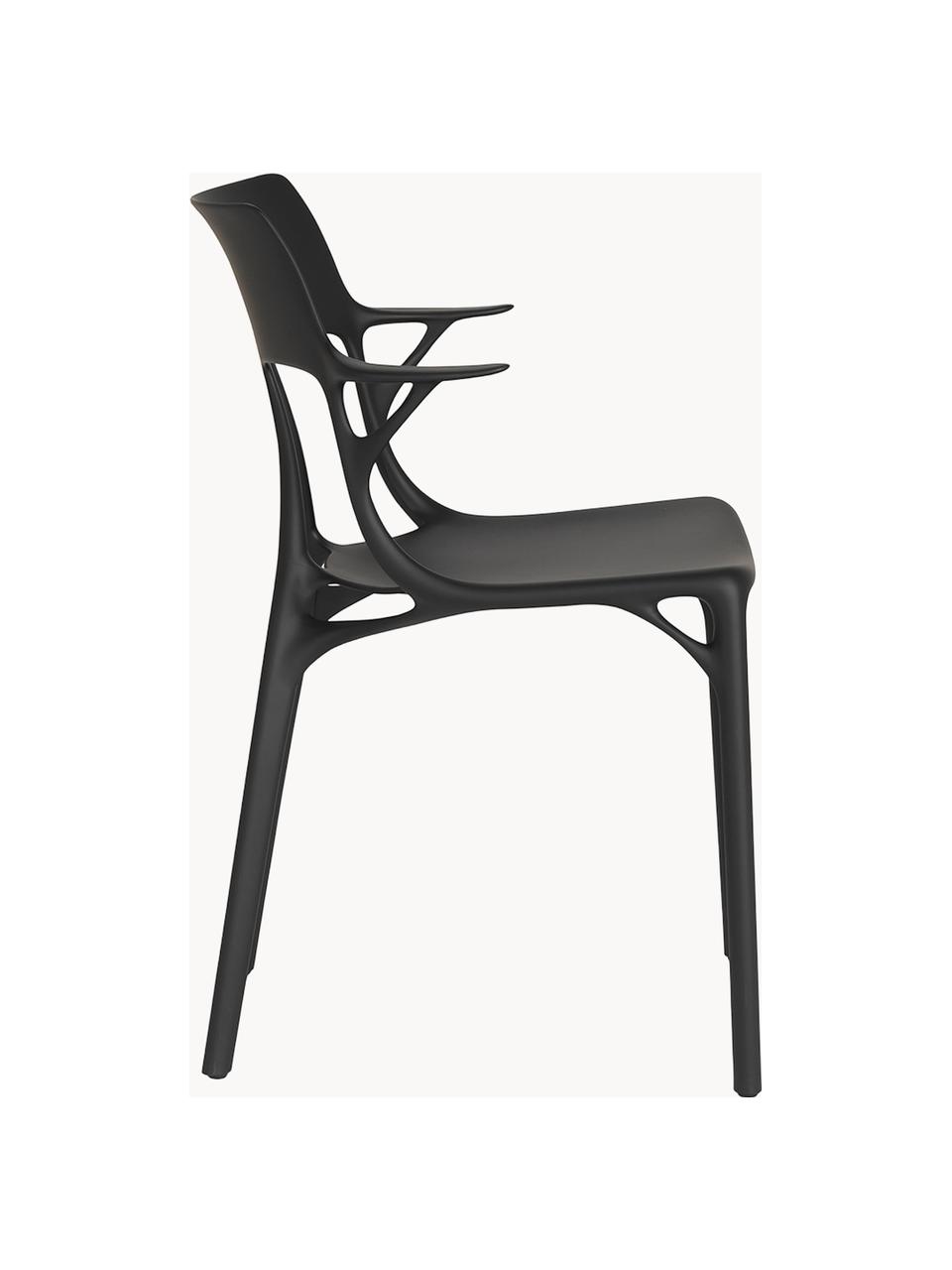 Chaises à accoudoirs en plastique A.I., 2 pièces, Plastique, Noir, larg. 54 x haut. 53 cm