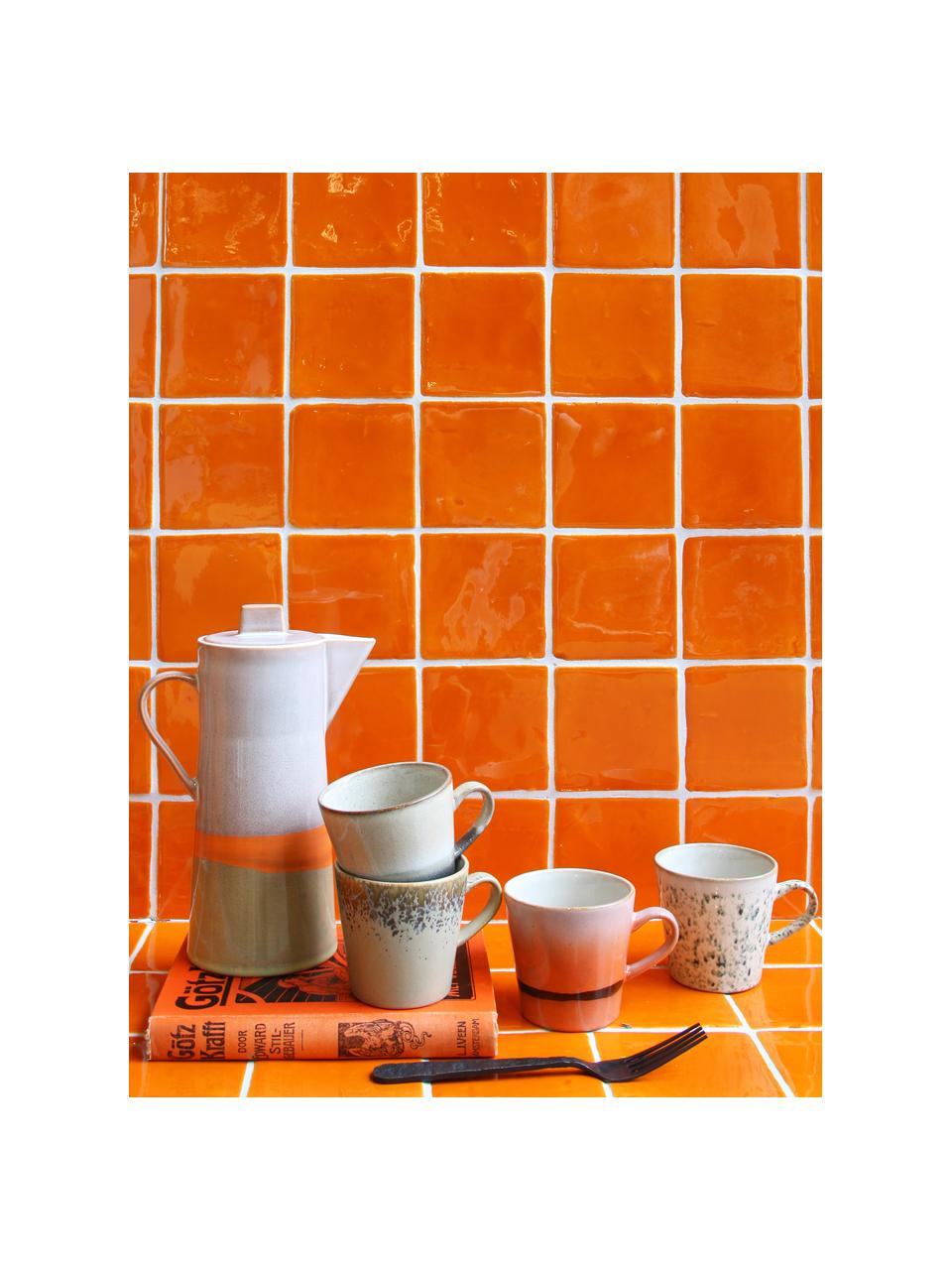 Set de tazas artesanales pequeñas 70's, 4 uds., estilo retro, Gres, Multicolor, Ø 9 x Al 8 cm, 260 ml