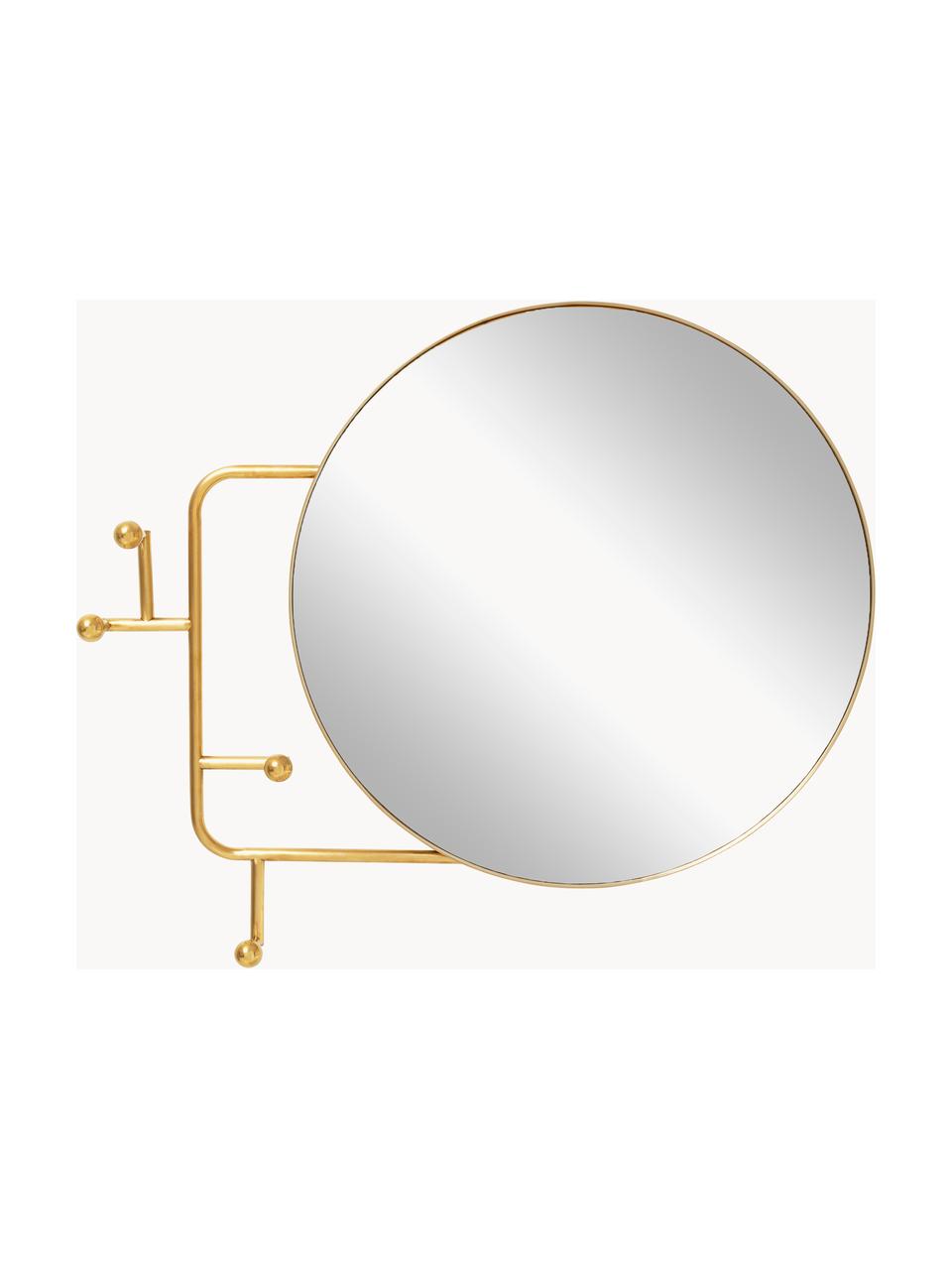 Appendiabiti da parete con specchio Tristan, Superficie dello specchio: vetro a specchio, Dorato, Larg. 90 x Alt. 70 cm