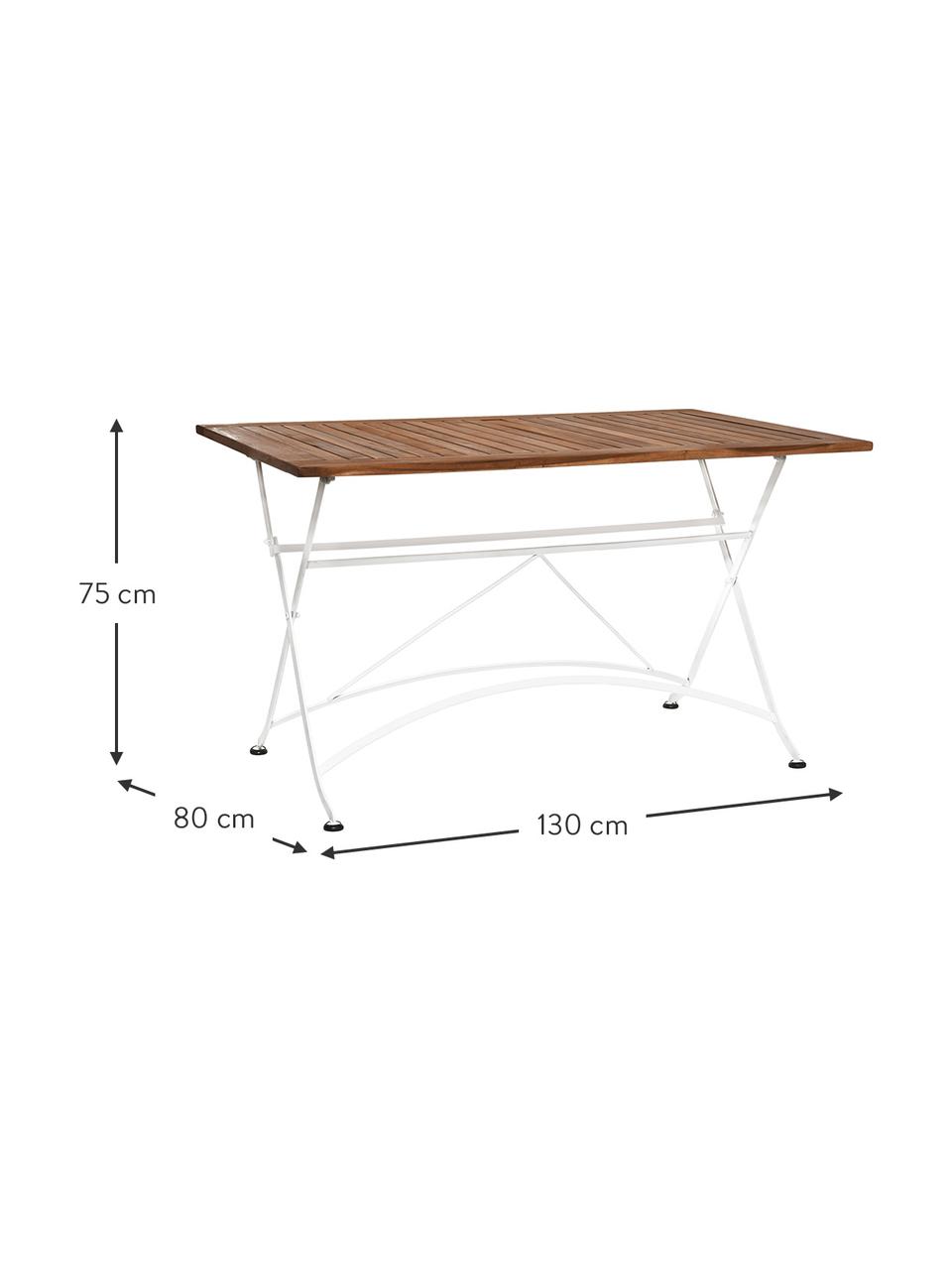 Gartentisch Parklife, klappbar, 130 x 80 cm, Tischplatte: Akazienholz, geölt,, Gestell: Metall, verzinkt, pulverb, Weiß, Akazienholz, B 130 x T 80 cm