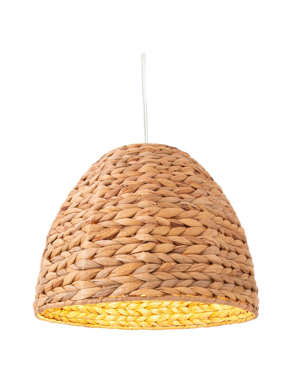 Hanglamp Corb, Lampenkap: waterhyacintgras, Baldakijn: kunststof, Lichtbruin, Ø 35 x H 26 cm
