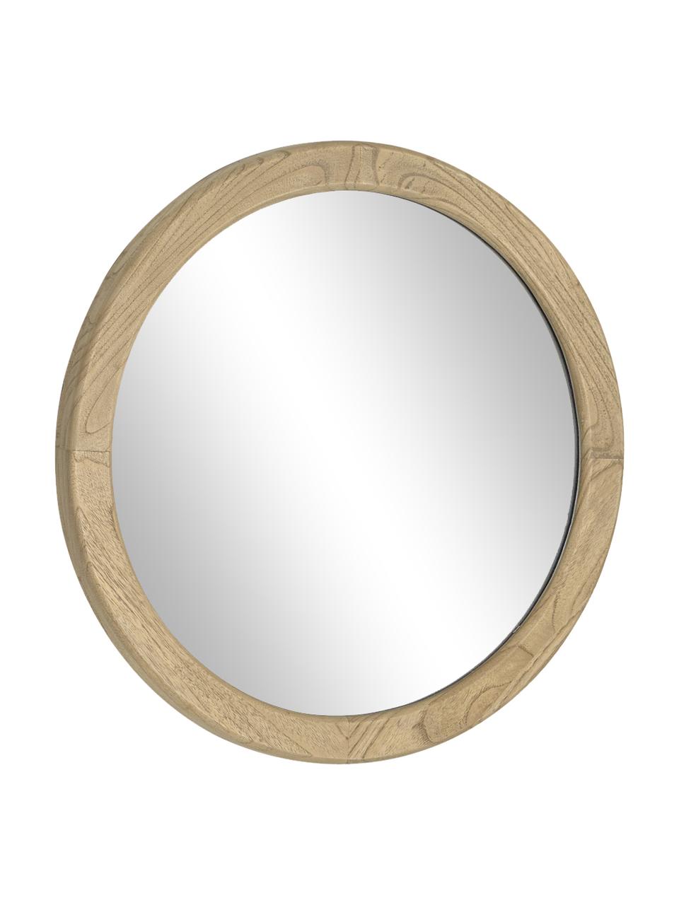 Kulaté nástěnné zrcadlo s dřevěným rámem Alum, Světlé dřevo, Ø 50 cm, H 4 cm