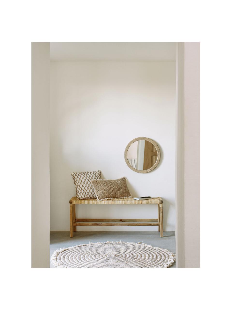 Specchio da parete rotondo con cornice in legno Mindi beige Alum, Cornice: legno mindi Superficie de, Legno chiaro, Ø 50 x Prof. 4 cm