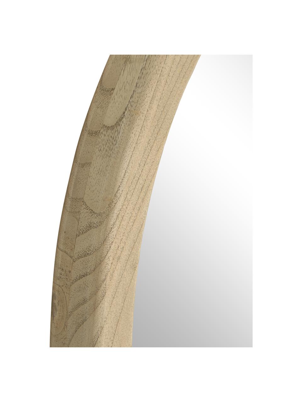 Okrągłe lustro ścienne z ramą z drewna mindi Alum, Jasne drewno naturalne, Ø 50 x G 4 cm
