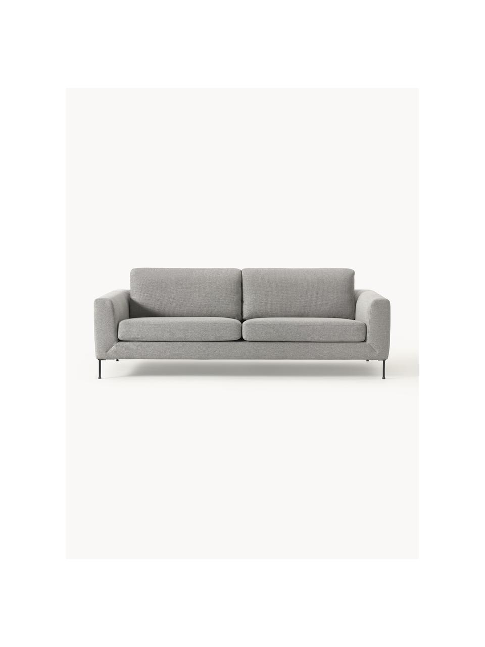 Sofa Cucita (3-Sitzer), Bezug: Webstoff (100% Polyester), Gestell: Massives Kiefernholz, FSC, Beine: Metall, lackiert Dieses P, Webstoff Grau, B 228 x T 94 cm