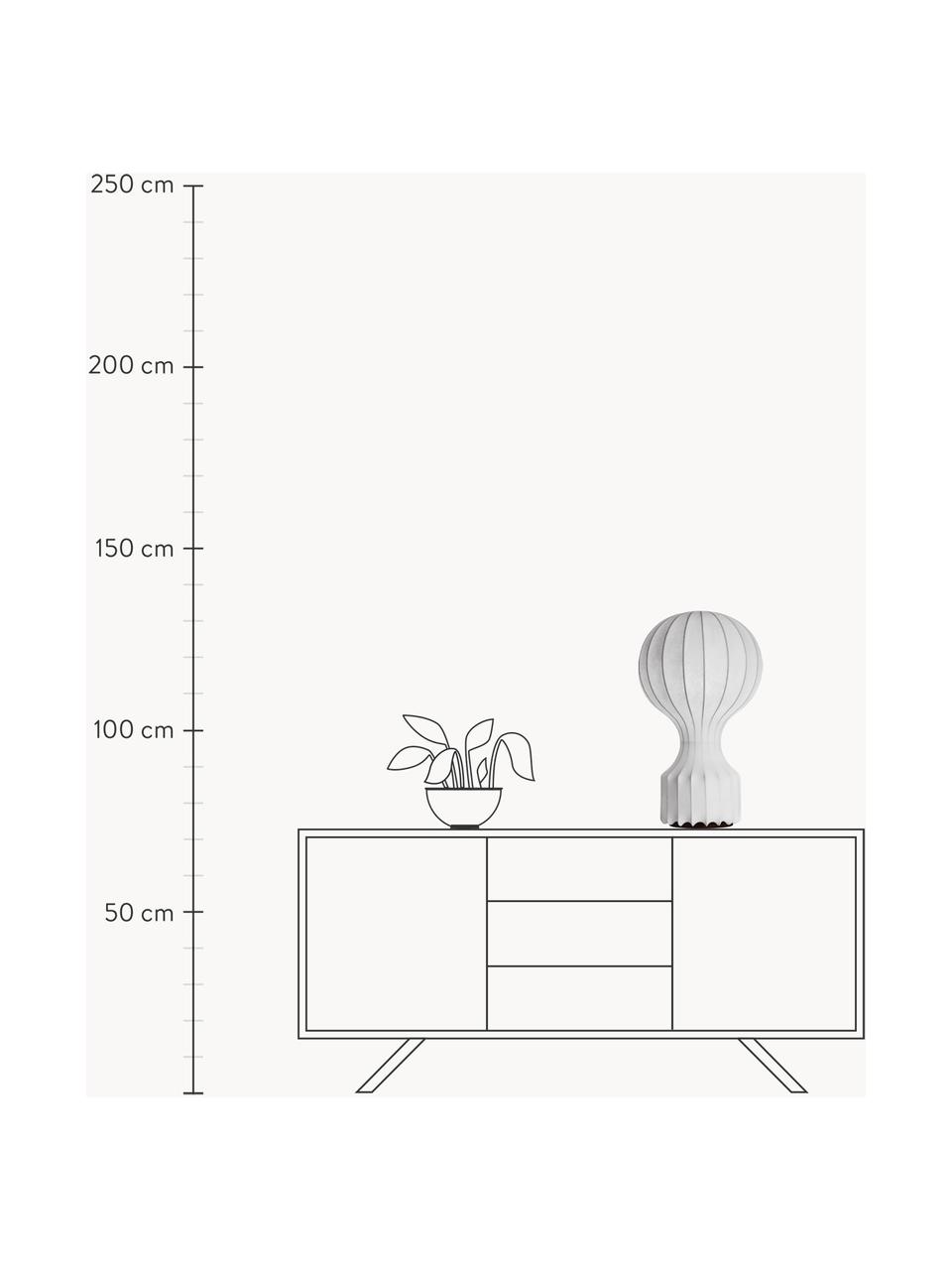 Lámpara de mesa grande regulable Gatto, Pantalla: seda, Estructura: metal recubierto, Cable: plástico, Blanco, Ø 30 x Al 60 cm