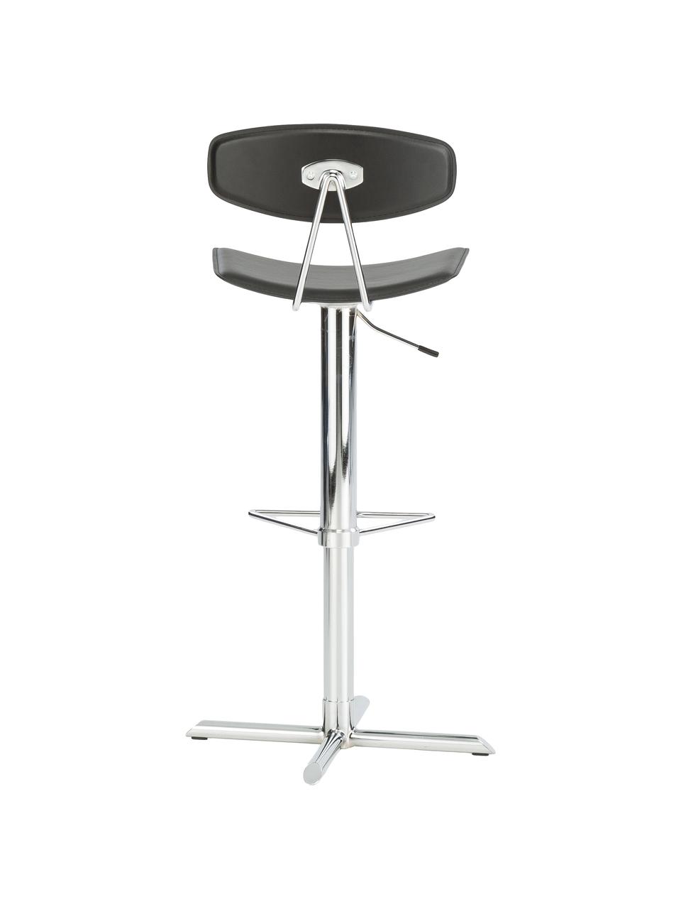 Krzesło barowe  Oulu, Tapicerka: skóra oprawiona, Nogi: metal chromowany, Czarny, metal chromowany, S 43 x W 103 cm