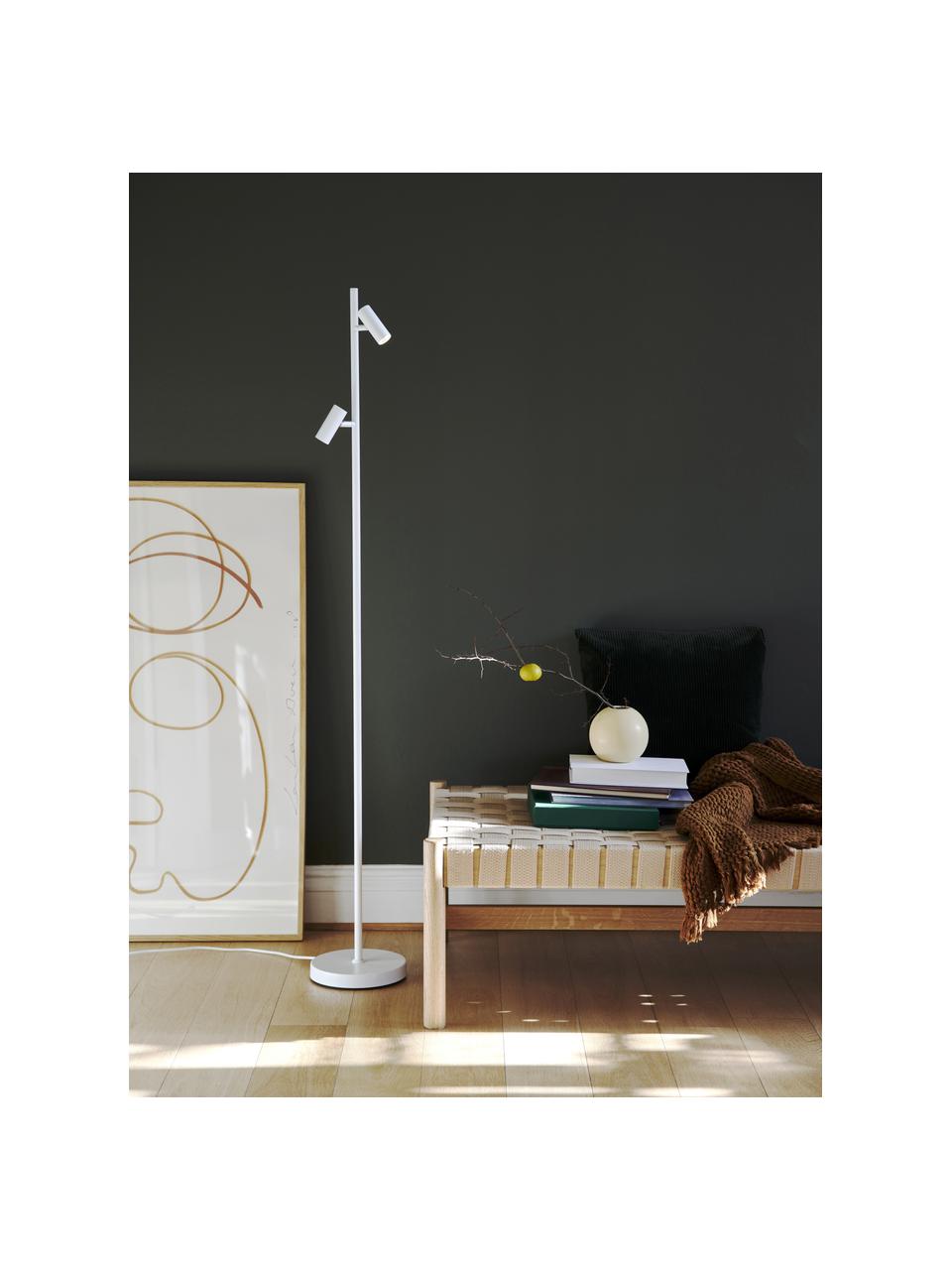 Lámpara de lectura LED regulable Omari, Pantalla: metal recubierto, Cable: plástico, Blanco, Al 141 cm