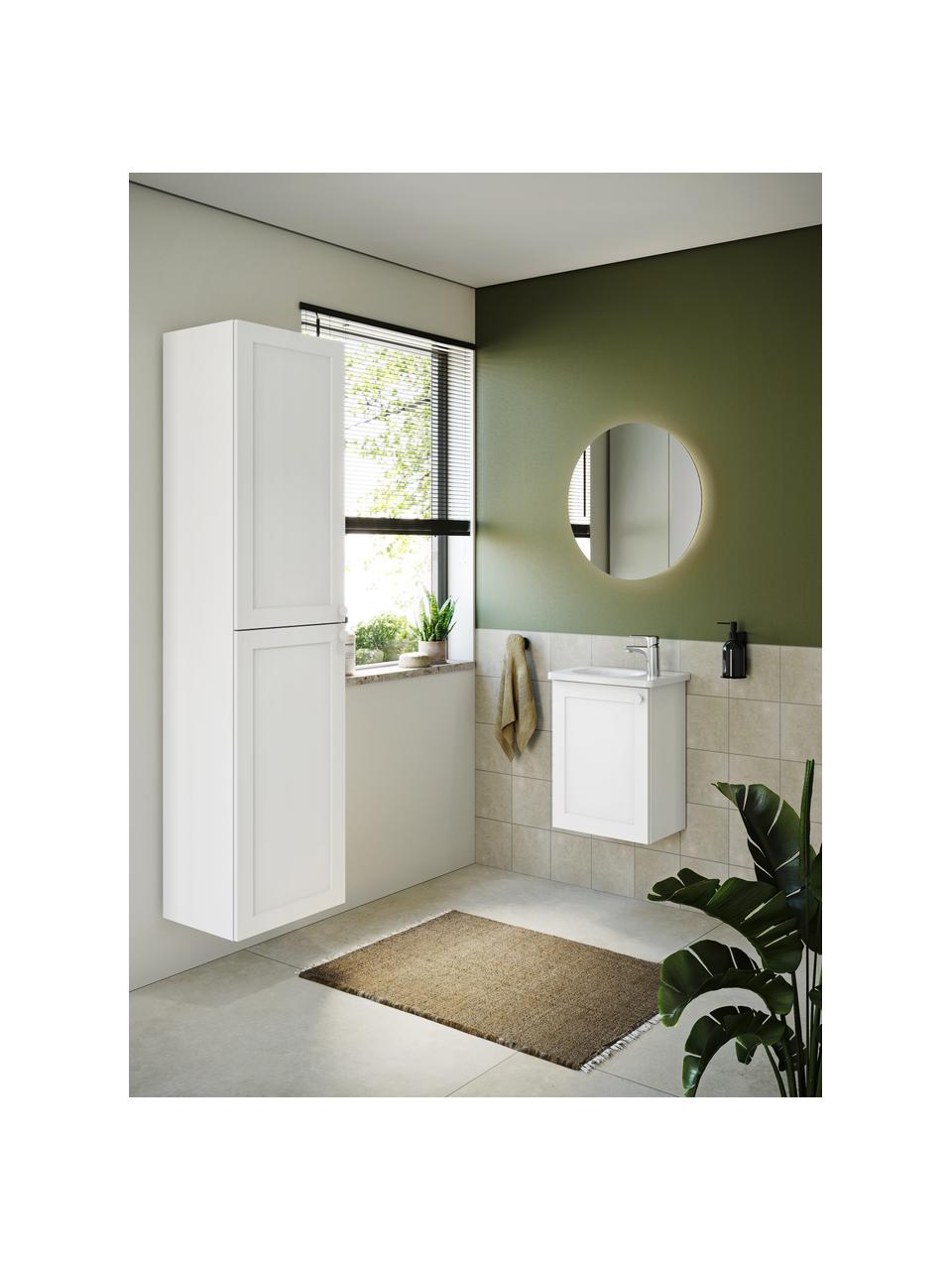 Hoge badkamerkast Rafaella met matte afwerking, Handvatten: aluminium, gecoat, Wit, B 40 x H 180 cm