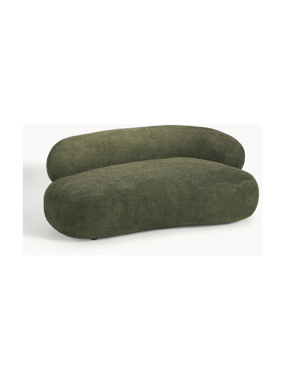 Sofá en tejido bouclé Alba (2 plazas), Tapizado: 100% poliéster Alta resis, Estructura: madera de abeto maciza, m, Patas: plástico Este producto es, Borreguillo bouclé verde oscuro, An 185 x F 114 cm, respaldo izquierdo