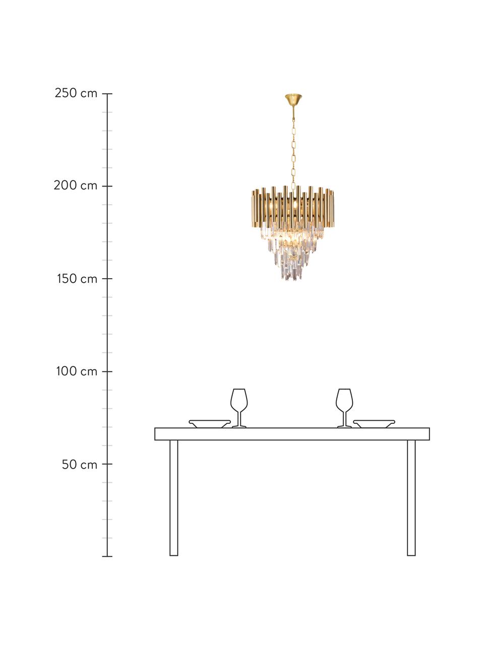 Design kroonluchter Madison, Baldakijn: gecoat metaal, Goudkleurig, transparant, Ø 45 x H 50 cm