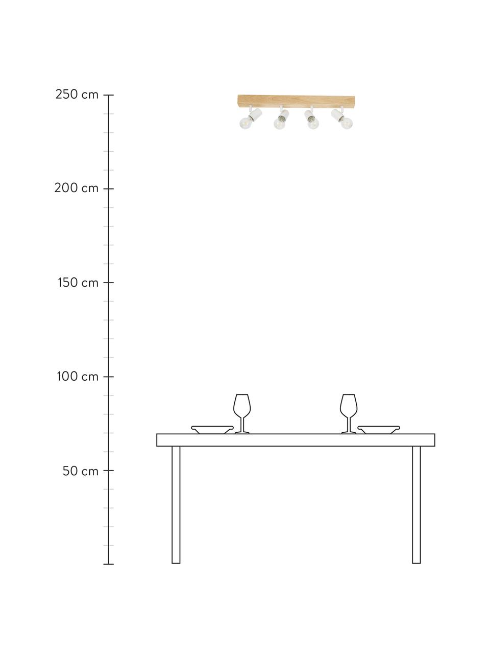 Spot plafond en bois Townshend, Blanc, bois clair, larg. 63 x haut. 13 cm