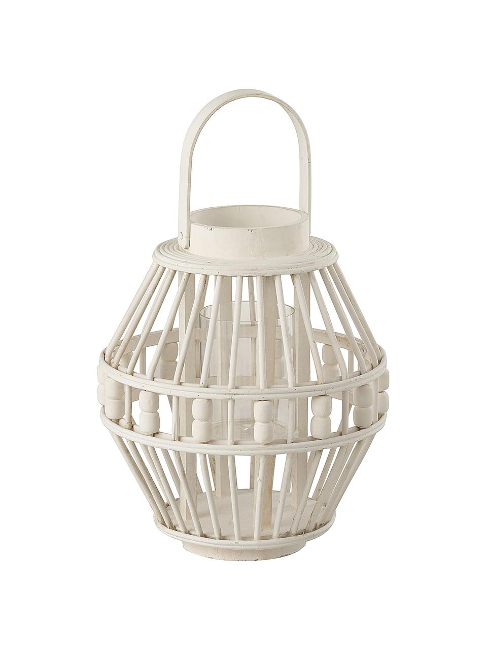 Lampáš z bambusu Pearl, Biela, Ø 26 x V 27 cm