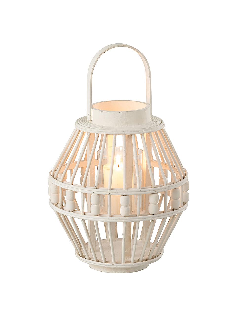 Lampáš z bambusu Pearl, Biela, Ø 26 x V 27 cm