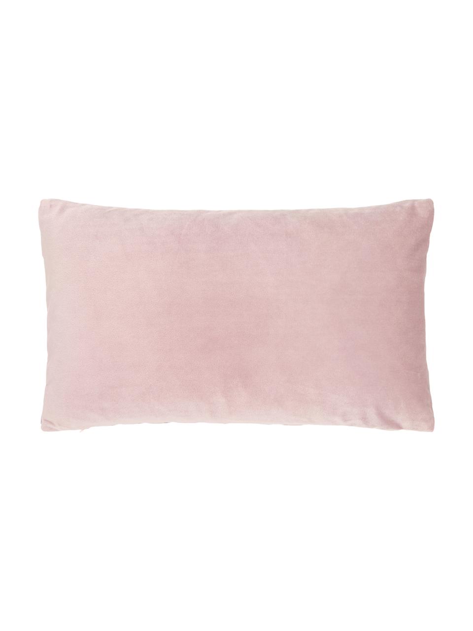 Fluwelen kussenhoes Lucie in roze met structuur-oppervlak, 100% fluweel (polyester), Roze, B 30 x L 50 cm