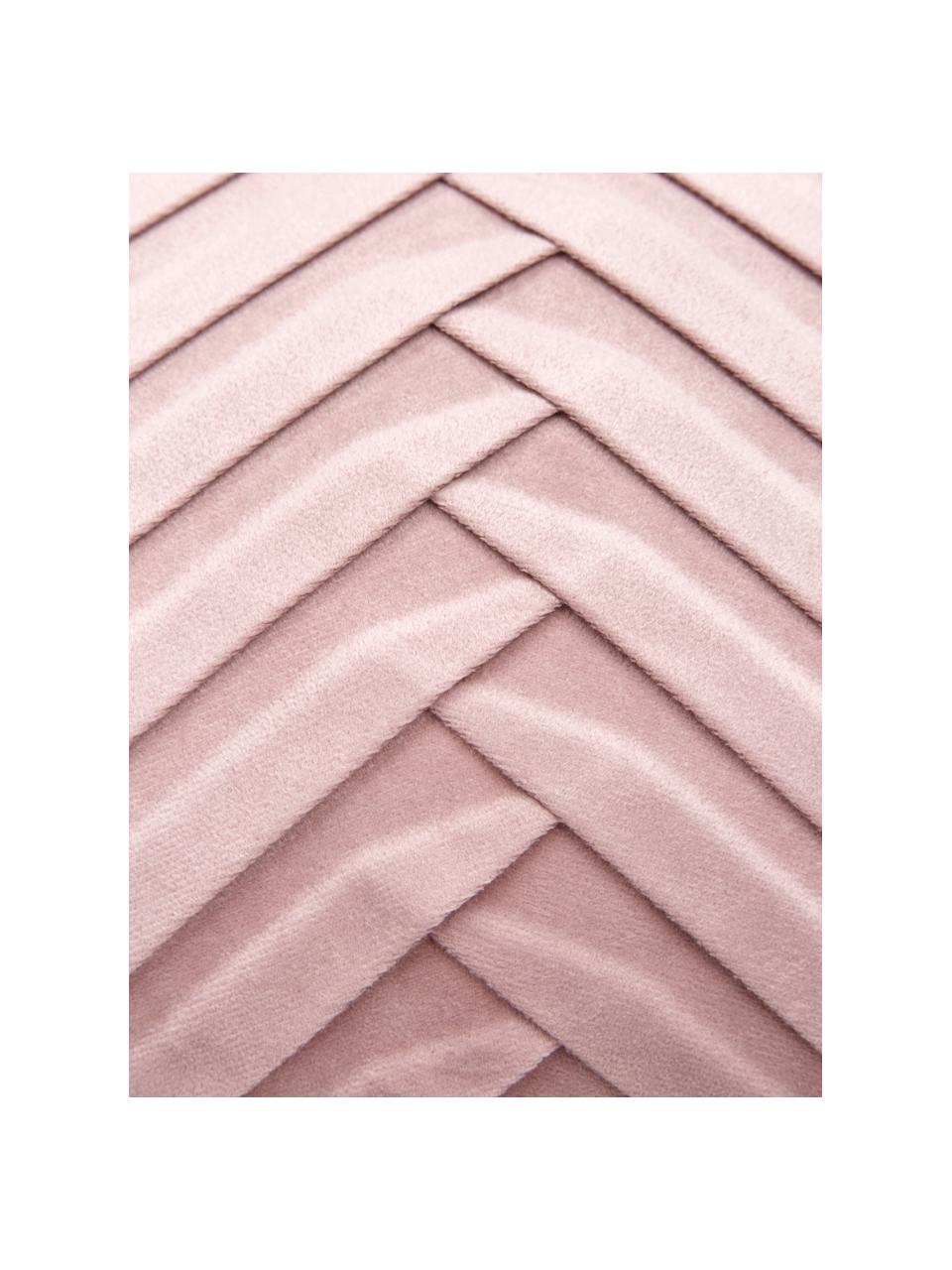 Fluwelen kussenhoes Lucie in roze met structuur-oppervlak, 100% fluweel (polyester), Roze, B 30 x L 50 cm