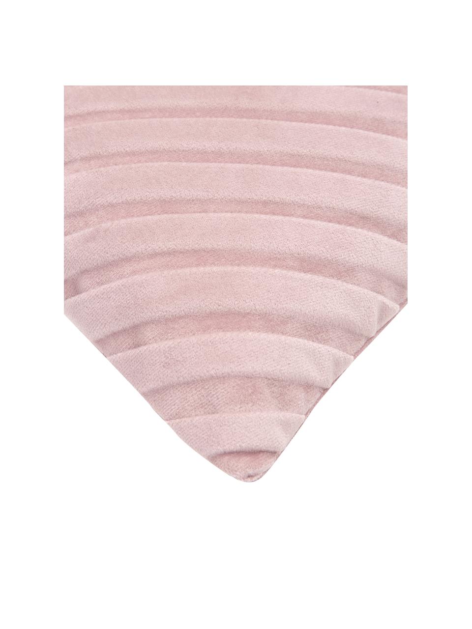 Federa arredo in velluto strutturato rosa Lucie, 100% velluto (poliestere), Rosa, Larg. 30 x Lung. 50 cm