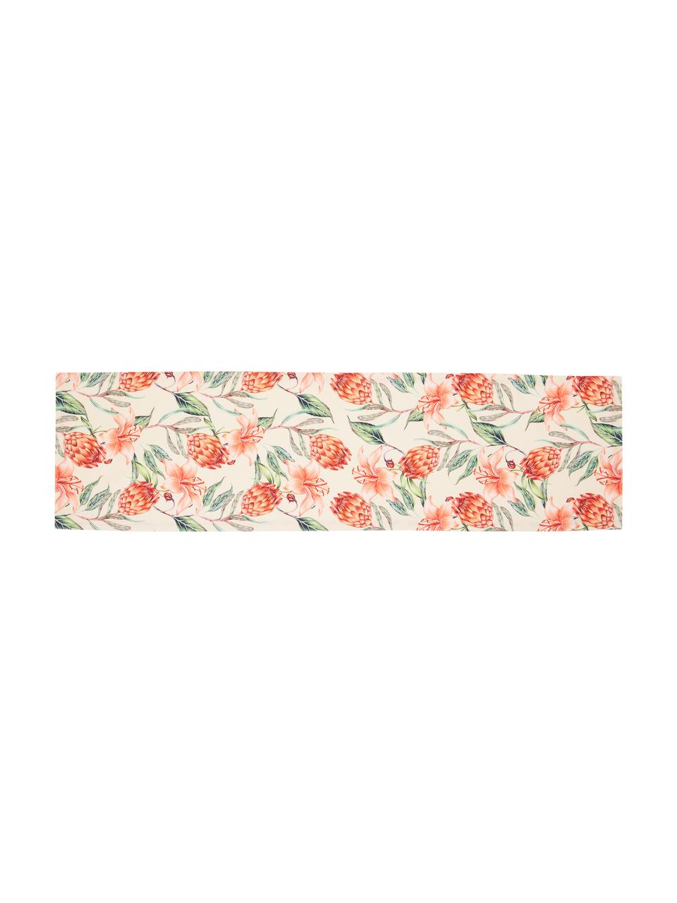 Chemin de table coton imprimé fleurs Mongabay, 100 % coton, Rose, vert, larg. 40 x long. 145 cm