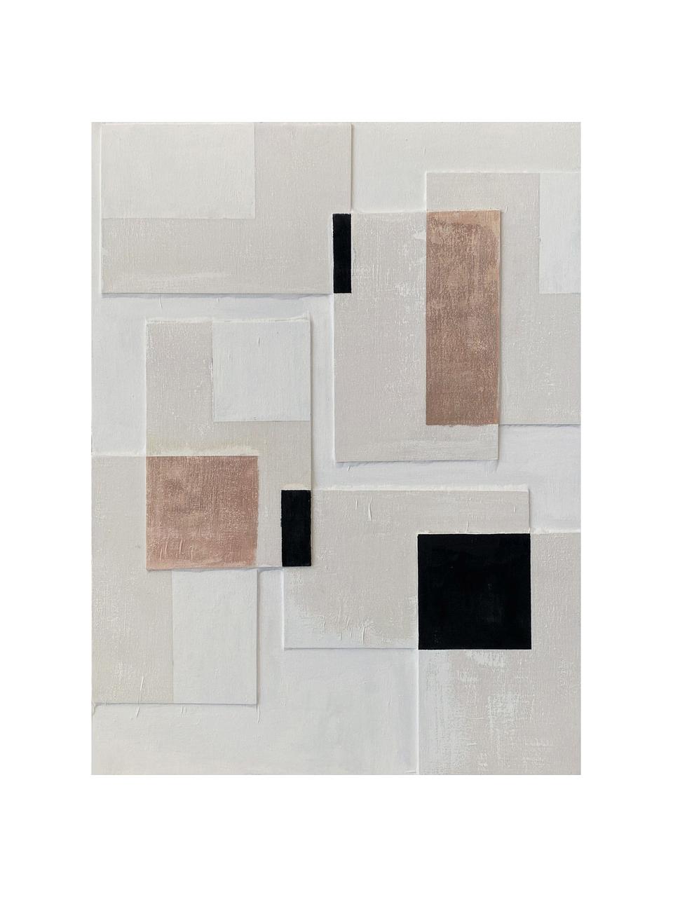 Tela dipinta a mano Balance, Tonalità beige, nero, Larg. 90 x Alt. 120 cm