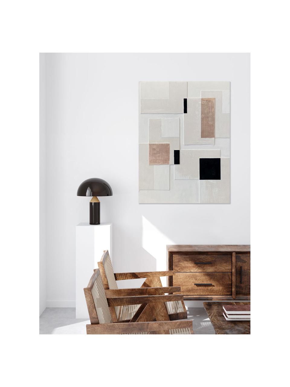 Ręcznie malowany obraz na płótnie Balance, Stelaż: drewno sosnowe, Odcienie beżowego, czarny, S 90 x W 120 cm