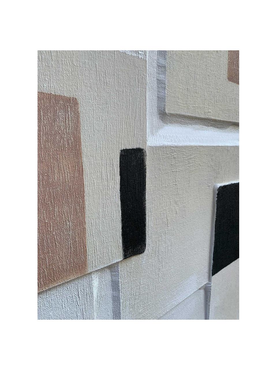 Lienzo pintado a mano Balance, Tonos beige, negro, An 90 x Al 120 cm