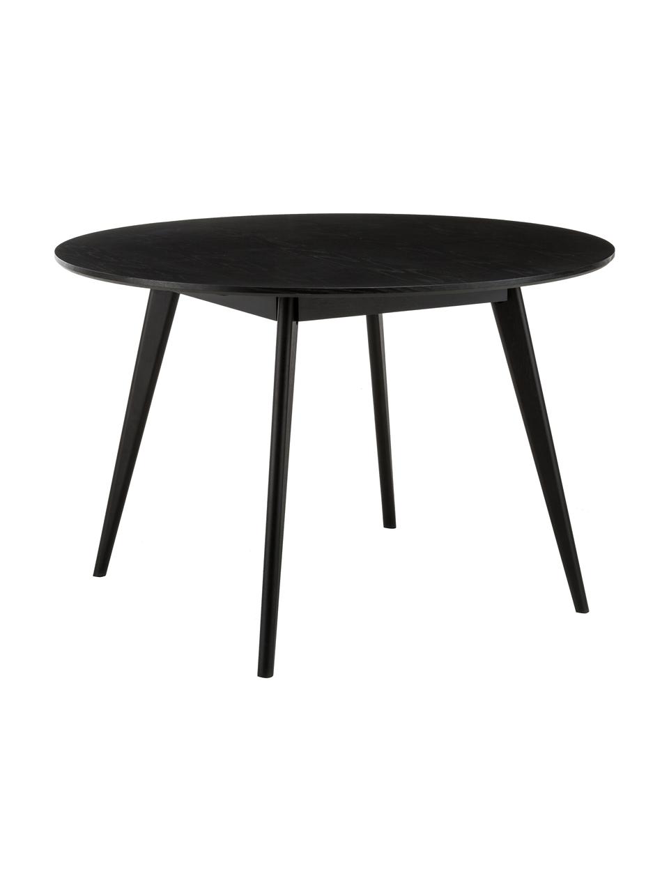 Tavolo rotondo nero Yumi, Ø 115 cm, Gambe: legno di albero della gom, Nero, Ø 115 x Alt. 74 cm