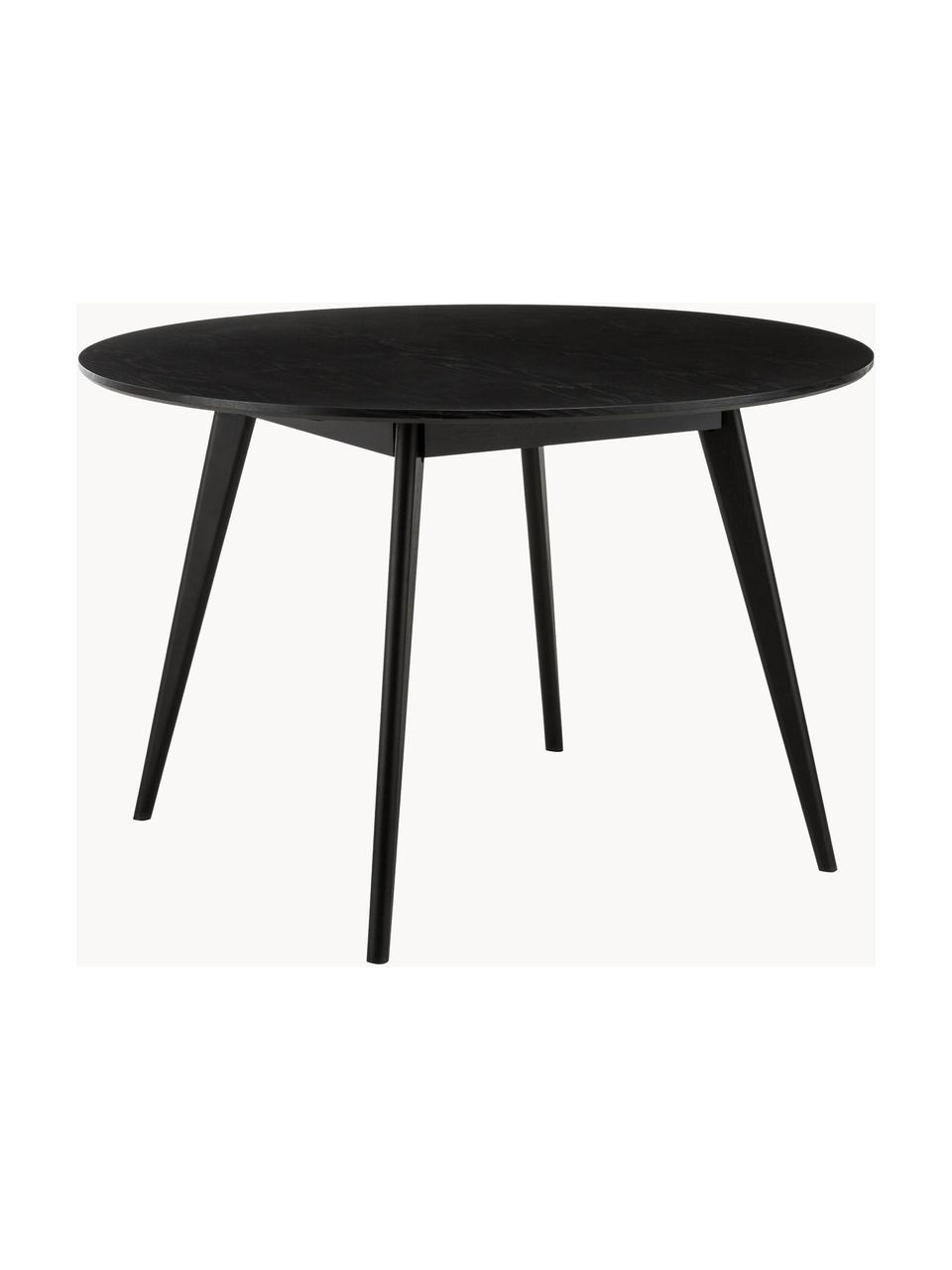 Okrúhly jedálenský stôl Yumi, Ø 115 cm, Dubové drevo, čierna lakovaná, Ø 115 cm