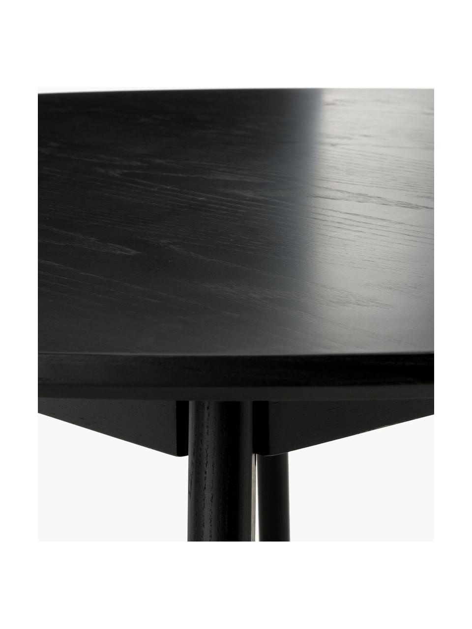 Mesa de comedor redonda de madera de caucho Yumi, Ø 115 cm, Tablero: tablero de fibras de dens, Patas: madera de caucho lacada, Madera de caucho pintada negro, Ø 115 cm