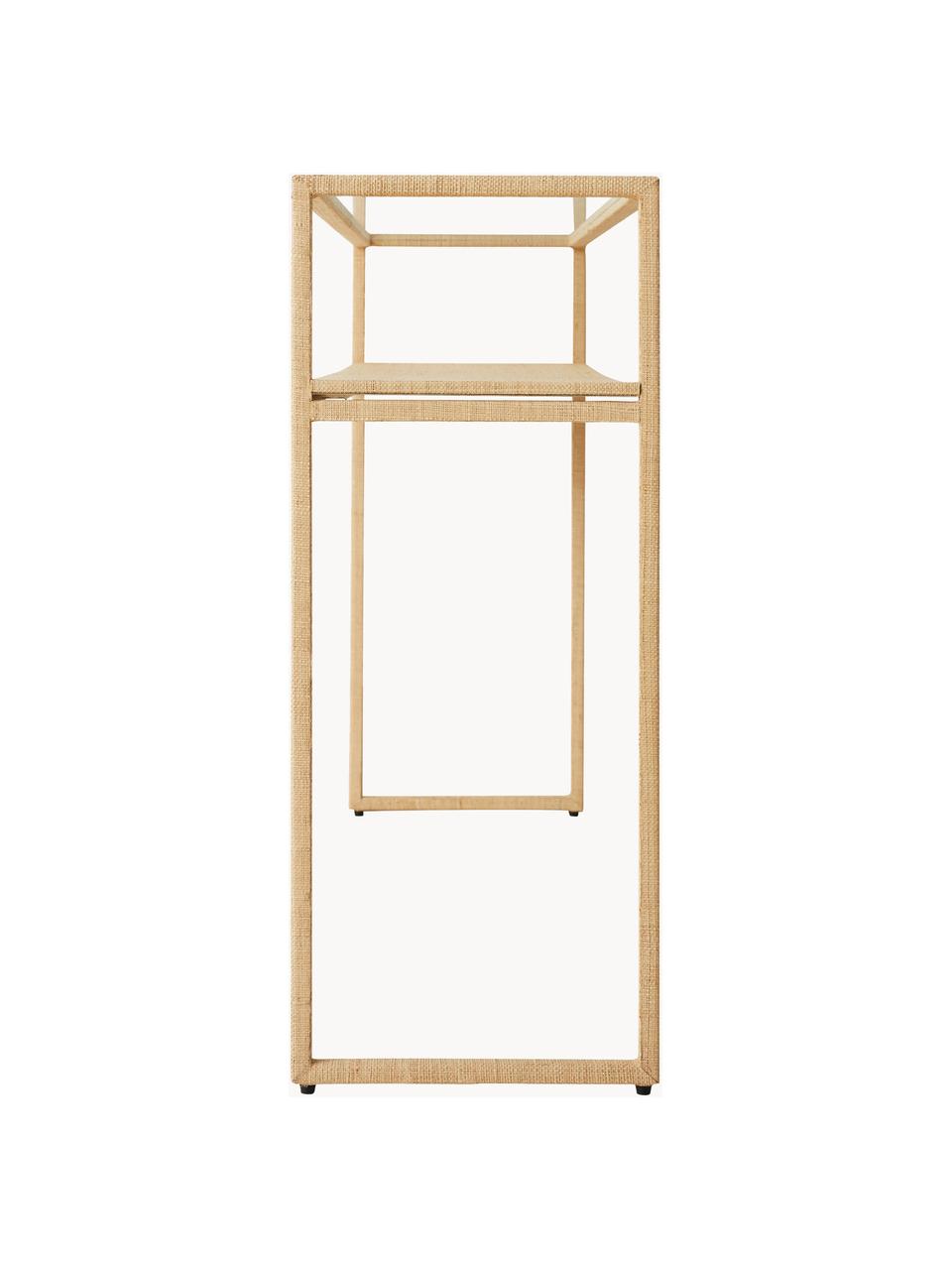 Handgemaakte wandtafel Raffia met glazen tafelblad, Tafelblad: glas, Lichtbeige, B 120 x H 78 cm